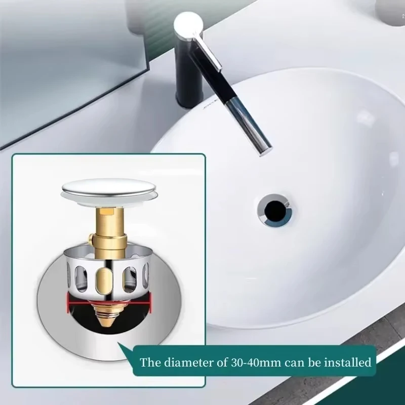 2026 New Pop‑Up Drainer Metal Basin Drain Valve Bathtub Strainer Plug Hair Catcher Waste Stopper Sink Filter Bathroom Accessory