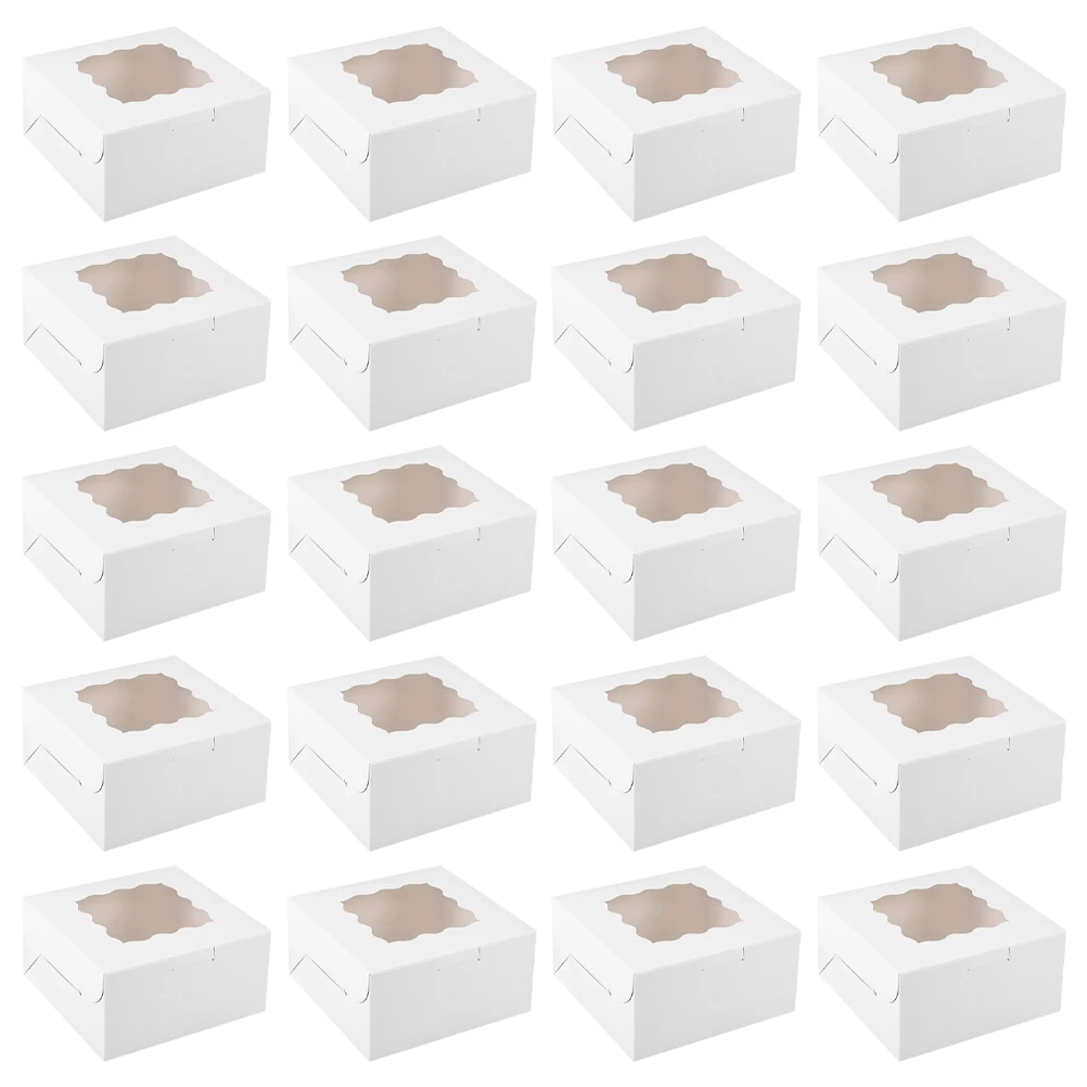 

20pcs Cake Boxes Packaging Household Cases Paper Treat Containers Bakery Egg Tart Freshness Disposable Kitchen Supplies