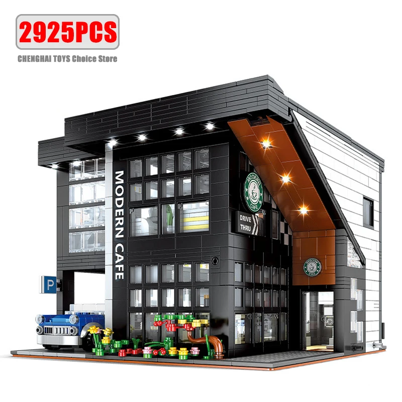 2926PCS City Street View Building Blocks Modular Architecture Model MOC-45635 Modern Cafe Adults Toys for Kits kit Gifts 86005