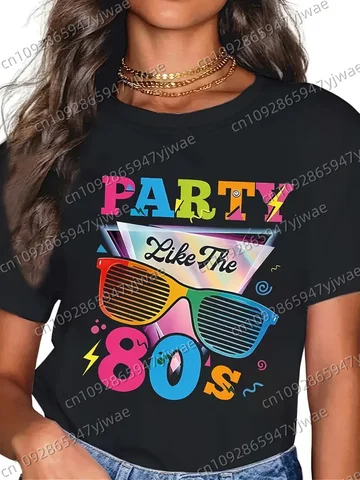 80'S Graphic Tee Women's 80'S Graphic Tee Short Sleeve Crew Neck T-Shirt Summer Casual Alphabet Pattern YOUNG Style Clothing