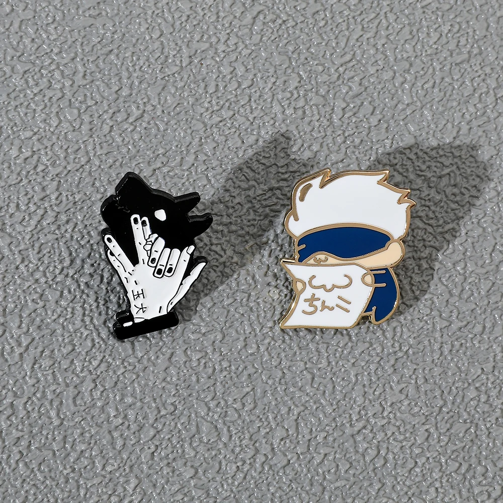 2 Pcs Individuality Anime Character Brooch Cute Gojo Satoru Cartoon Metal Badge Jewelry Clothing Backpack Accessories Gift view 6
