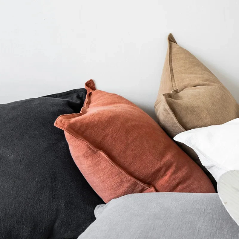 Decoration Throw Pillow Cover Waist Pillowcase for Couch Cotton Linen Decorative Pillows for Sofa Bed Chair Durable Solid Color