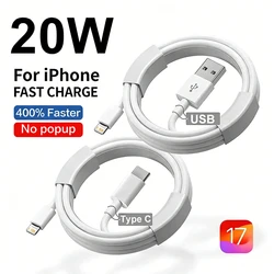 20W PD Fast Charging USB C Cable For iPhone 14 8 7 Plus 13 12 Mini 11 Pro XS Max USB Quick Charge Data Cable 0.25m 1m 1.5m 2m 3m