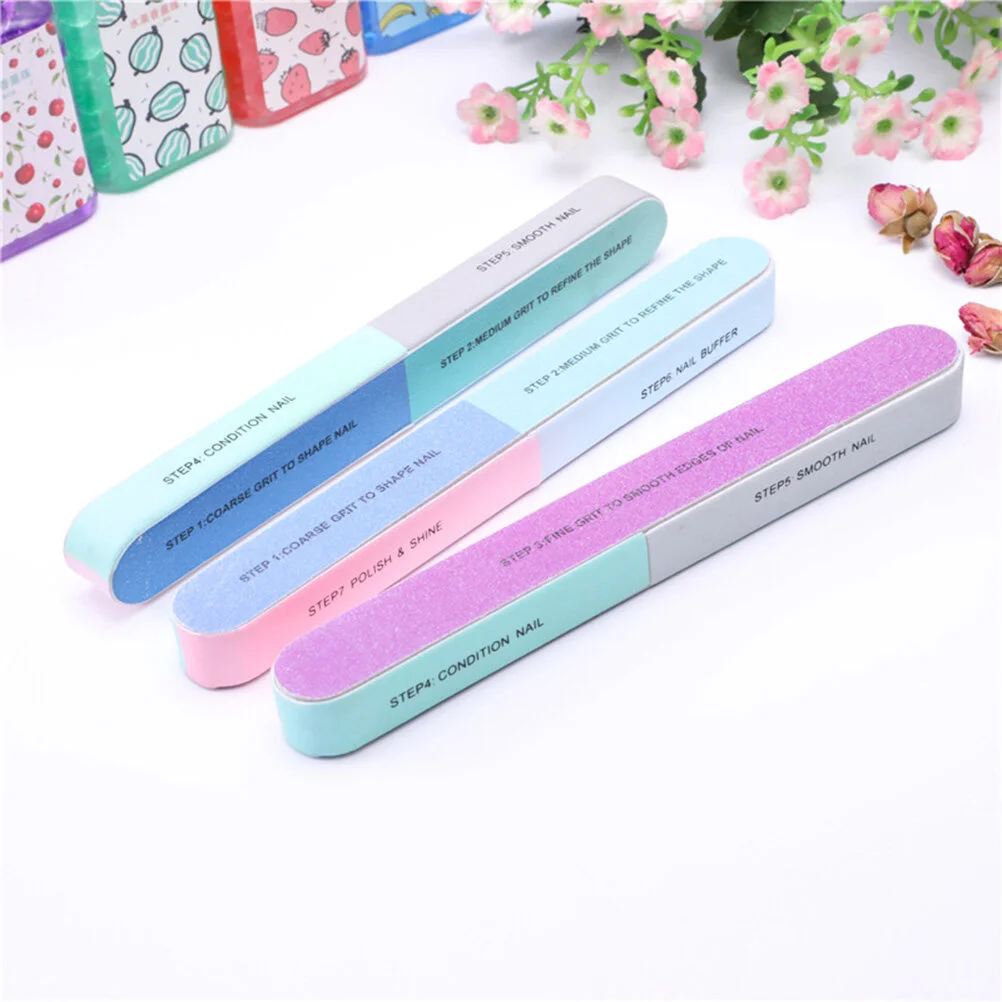 12pcs Nail File and Buffer Blocks Portable 6 Sides 7 Steps Manicure Kiting Files Emery Boards Nail Polishing Manicure