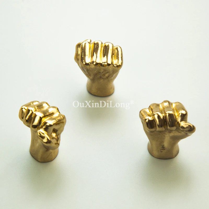 New 4PCS Solid Brass Fist Furniture Pulls Knobs Drawer Knobs Cupboard Wardrobe Kitchen Dresser Closet Wine Cabinet Pulls Handles