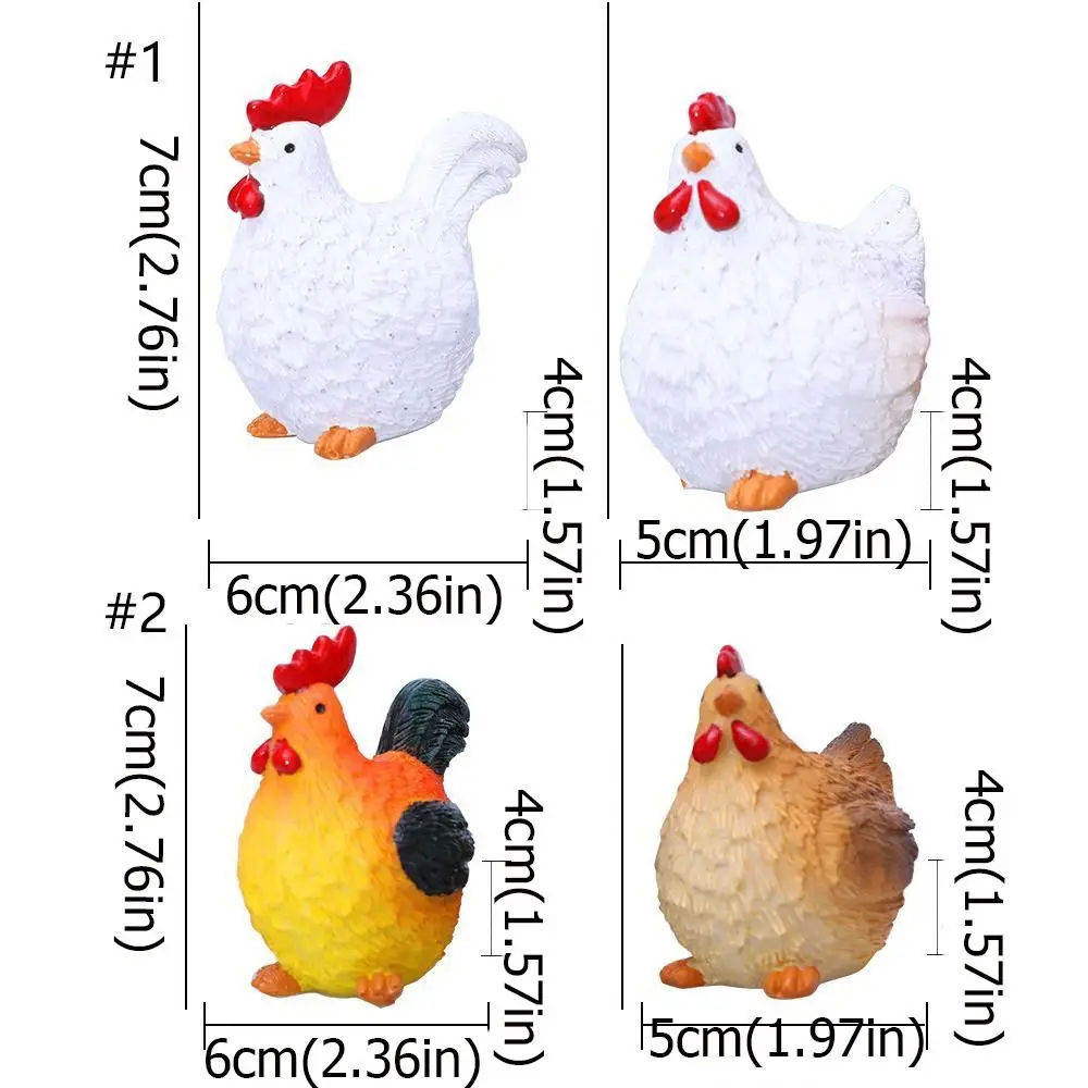 Cartoon Easter Chicken Figurines Resin Crafts Realistic Hen Rooster Ornament Handicraft Cute Animal Sculpture
