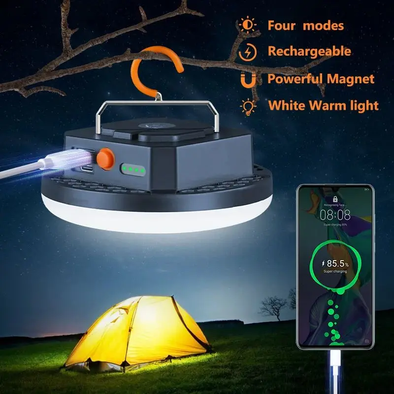 LED Tent Light Rechargeable LED Camping Light Outdoor Handheld Light Strong Light with Magnet Zoom 10000mAH Portable Torch Tent