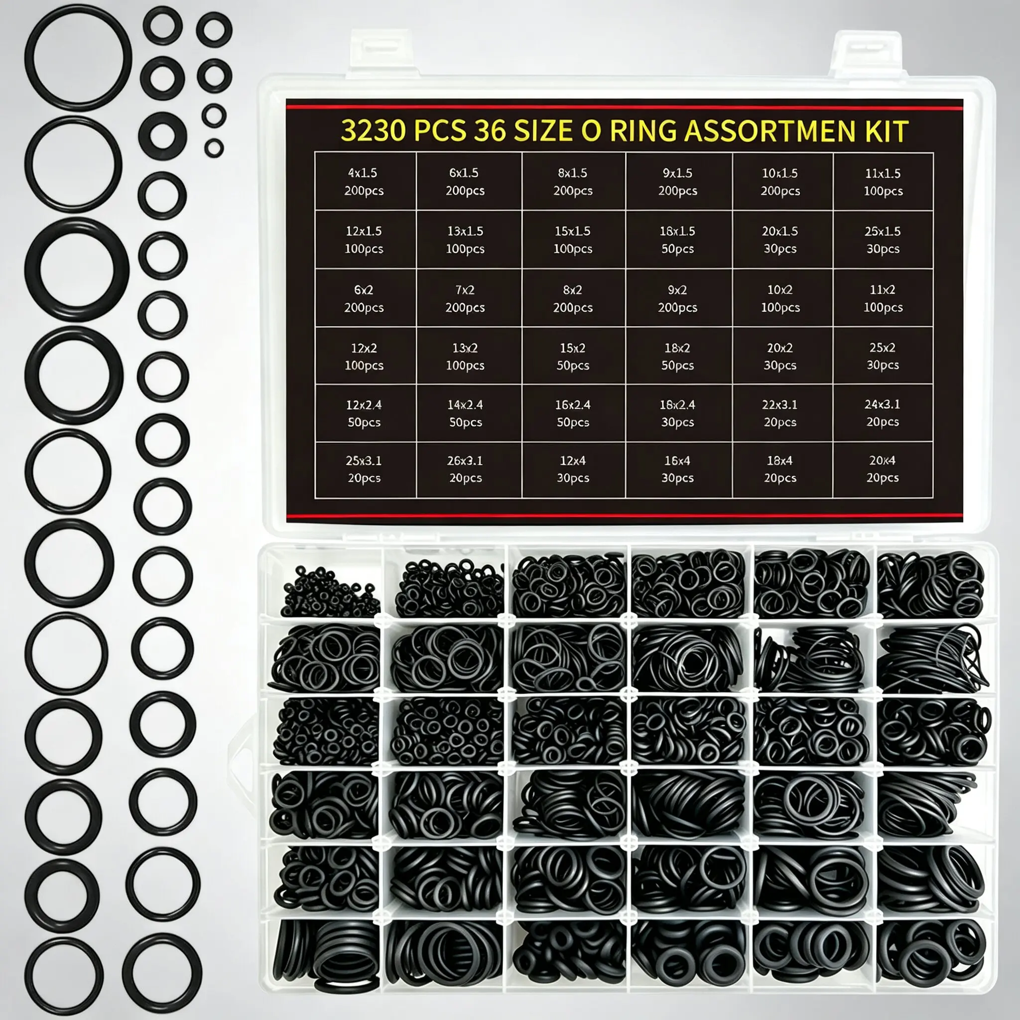 3230pcs O Ring NBR Seal Washer Plumbing Gasket Thickness 1~4.0 Nitrile Butadiene Rubber Spacer Oil Resistance Oring Kit