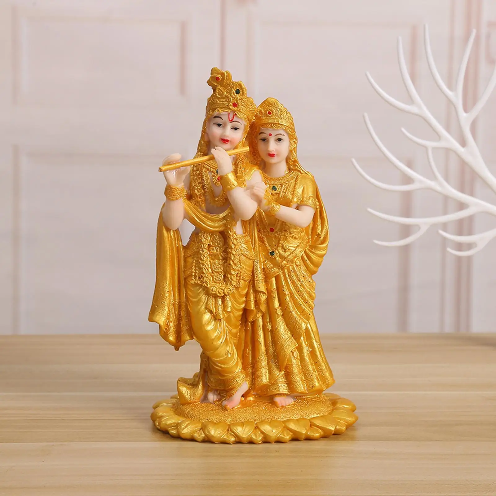 

Hindu Radha on Lotus Statue Desk Ornament 4" X 3" X 7.5" Altar Shrine Decoration