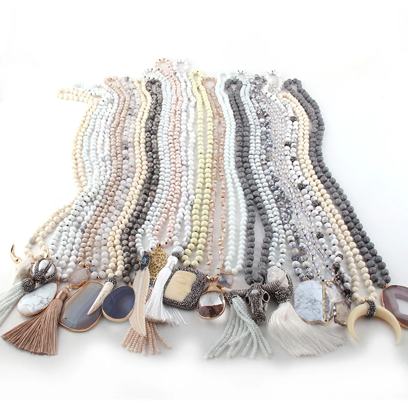 Wholesale Fashion 20pc Mix Color White/Beige/Gray Necklace Handmade Women Jewelry