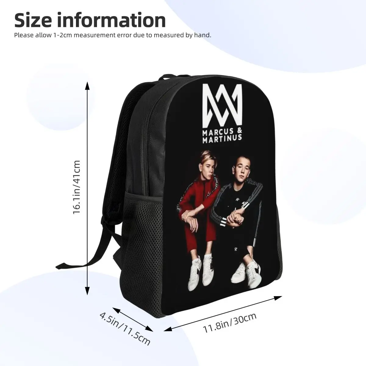 Ransel M-Marcus dan M-Martinus Kustom Tas Buku Fashion Pria Wanita untuk Tas Pop Kembar Sekolah Perguruan Tinggi