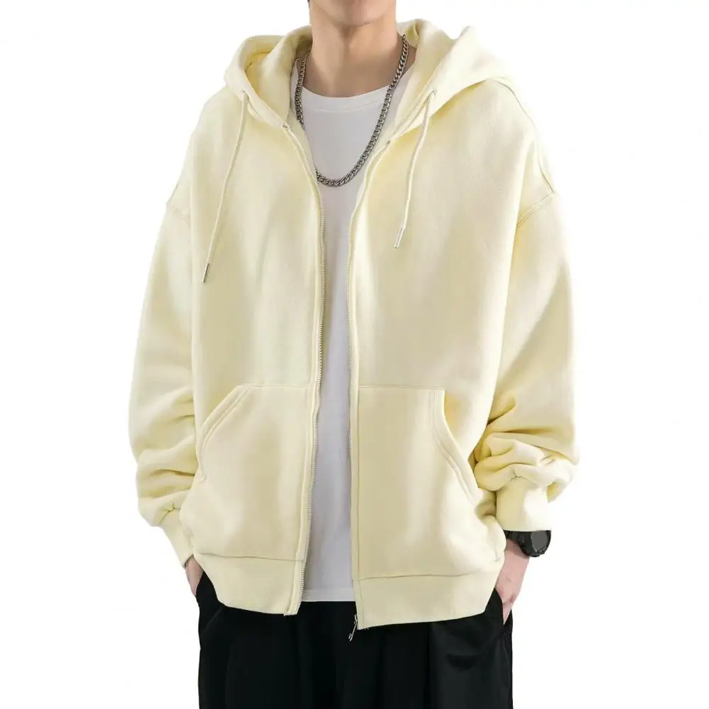 

Solid Color Hoodie Men Fashion Zip Up Long Sleeve Oversized Jacket Coat Harajuku Hooded Sweatshirt Teen Jacket