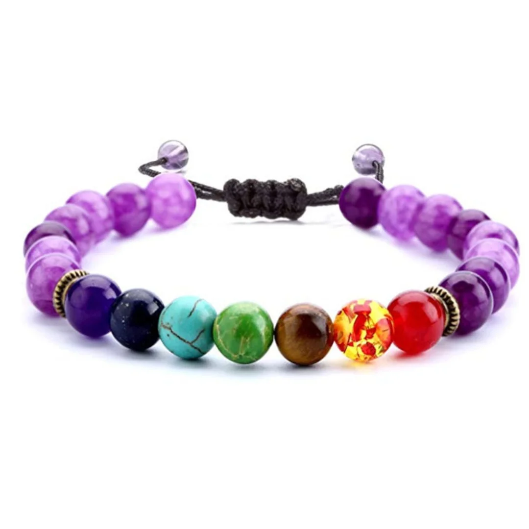 Chakra Bracelets for Women Rock 7 Chakras Crystals and Healing Stones Bracelets 8mm Crystal Bracelets Yoga Beaded Bracelets