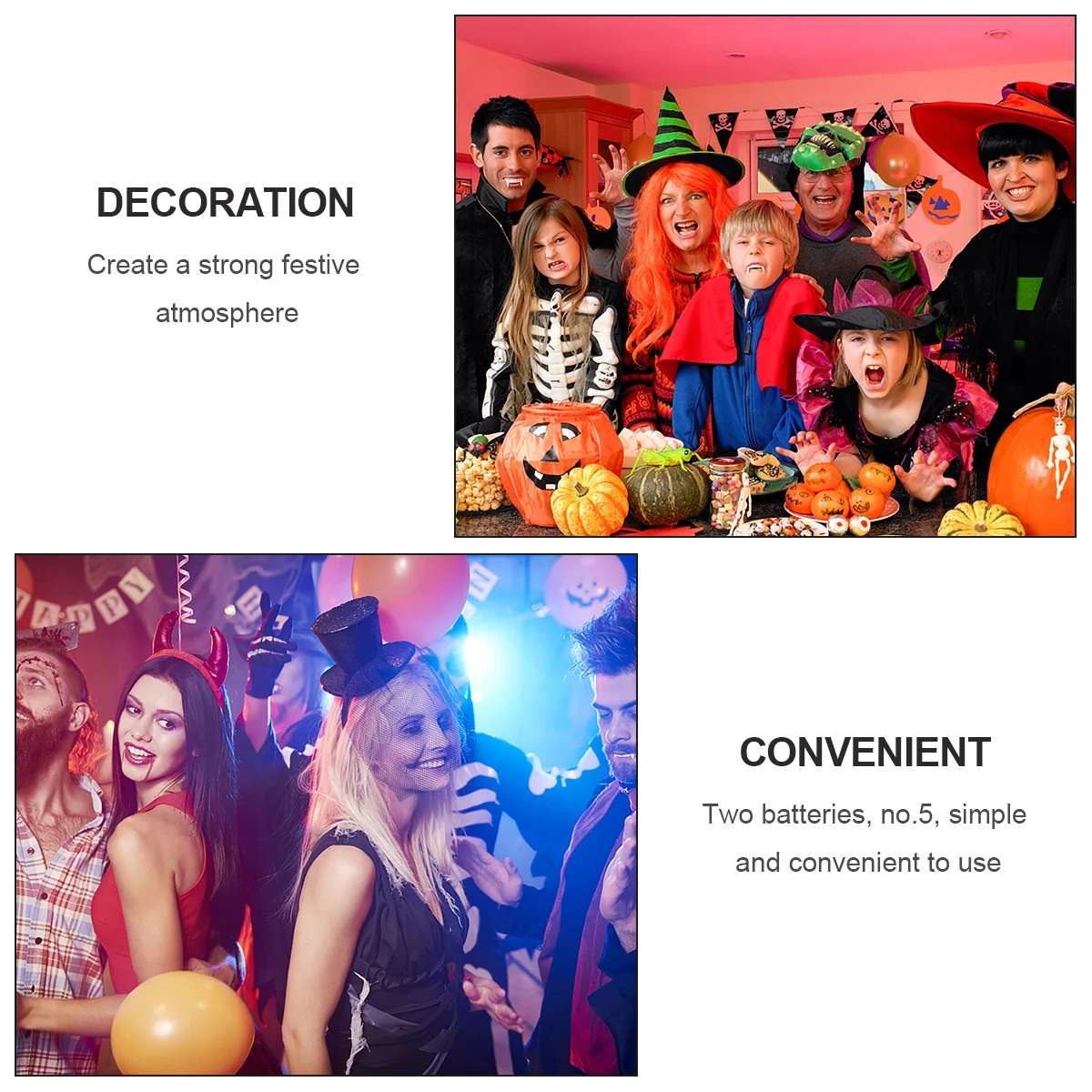 سلسلة ضوء على شكل رأس جمجمة الهالوين، تصميم منحوت شفاف، الاستخدام المتكرر، مثالية لحفلات الحديقة ذات الغلاف الجوي المخيف #5