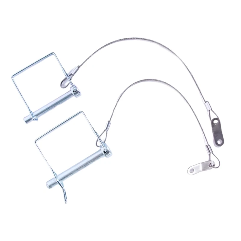 Trailer Retaining Pin Set with Spring Clip Lock and Wire Lanyards, 3 Piece Metal Hardware for Travel Towing Use