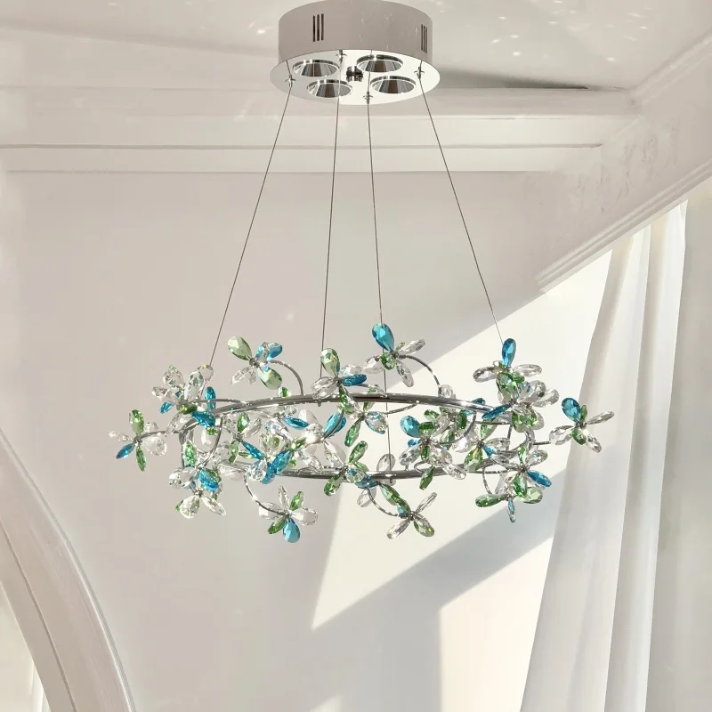 ثريا كريستال فرنسية فاخرة رومانسية غرفة الأميرة غرفة نوم ماستر ضوء الراقية غرفة الطعام كريستال إكليل تركيب المصابيح #1