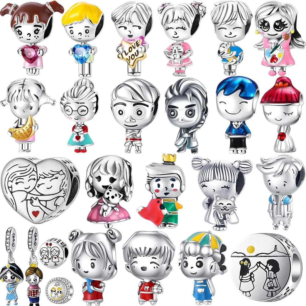 

2026 New Hot selling 925 Silver Boy Girl Prince Beads Suitable For European Bracelets DIY Accessories Women's Charm Jewelry Gift