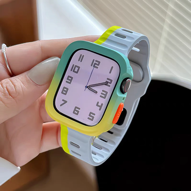 Candy Silicone Case+ Strap For Apple Watch Series 11 10 42/46 9 45mm 8 7 42mm 41 SE 6 5 4 3 2 1 44 40 38mm iwatch Ultra 3 2 49mm