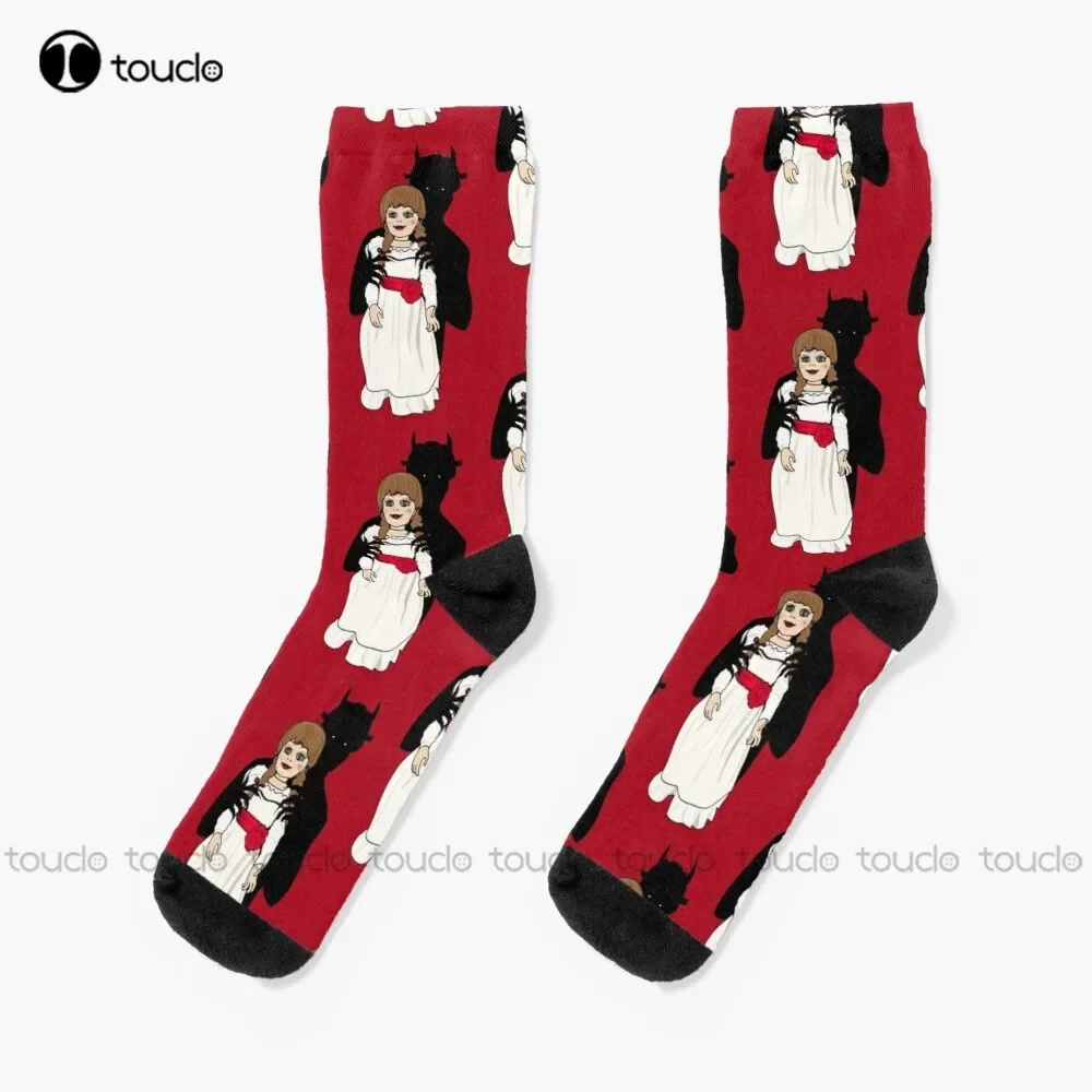 Annabelle | The Demon Socks Calcetines de fútbol blancos Joven Acción de Gracias Navidad Año nuevo Regalo Unisex Adulto Adolescente Calcetines juveniles personalizados