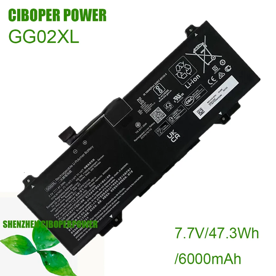 CP Laptop Battery GG02XL 7.7V/47.3Wh/6000mAh For X360 G4 EE Series M25863-AC1 M25914-005 HSTNN-OB1X