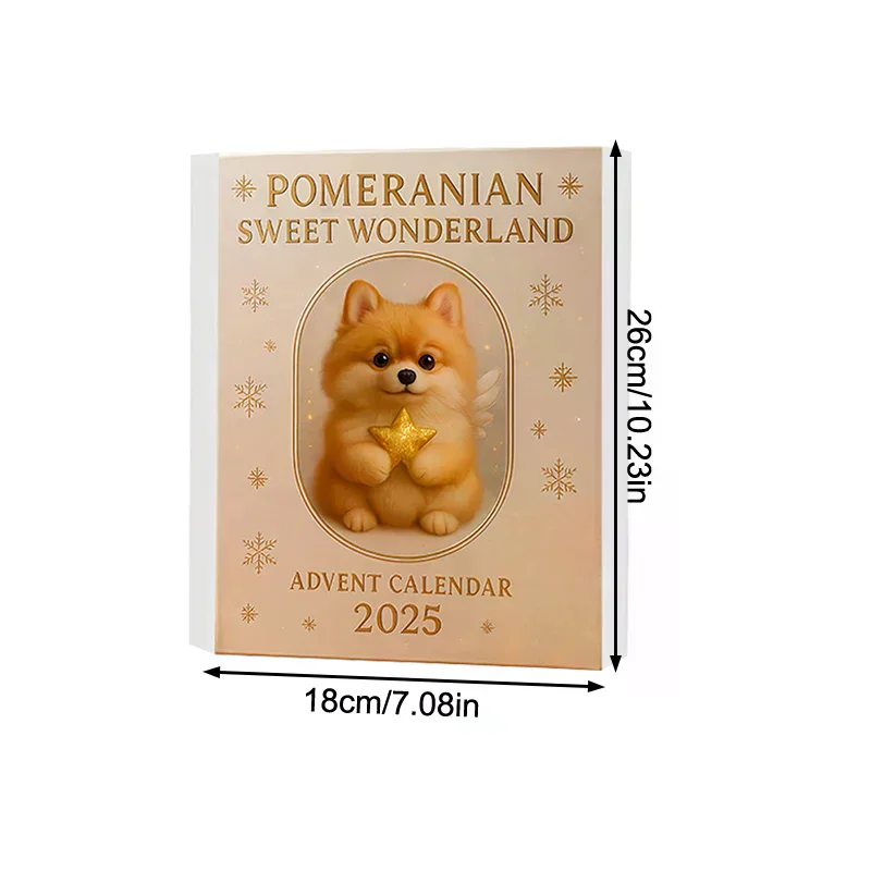 كلب صغير طويل الشعر الحلو العجائب تقويم القدوم 2025,24 يوم من مفاجآت احتفالية الكلب الحلي ، 2D الاكريليك لطيف الناب اللعب