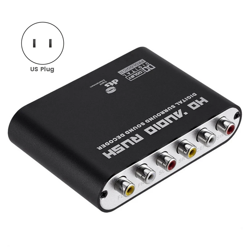 Digital To Analog 5.1 เครื่องถอดรหัสเสียง SPDIF Coaxial To RCAAC3 Optical Digital Amplifier Analog Converter ทนทาน US Plug