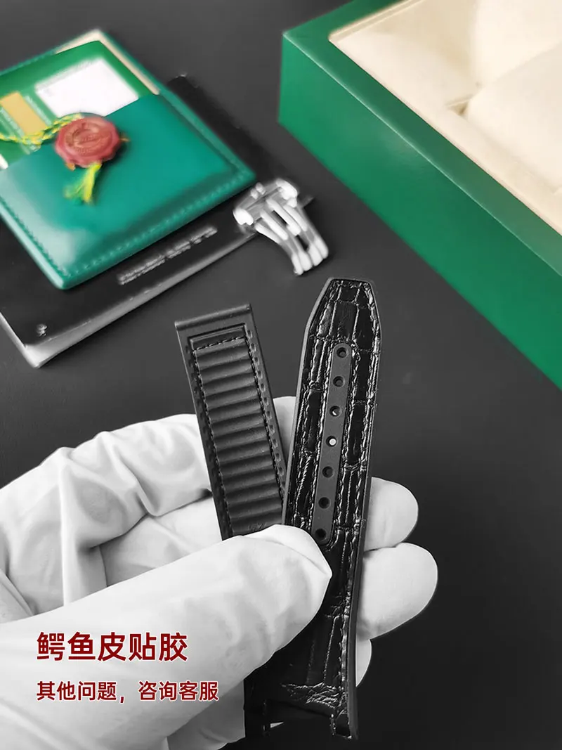 FUYIJIA Men Custom CONSTELLATION 131 Original Watchbands 25mm Concave 14mm Crocodile Skin Strap Fluororubber Folding Buckle Belt
