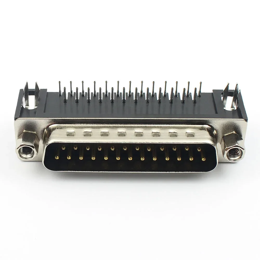 50pcs DB25 D-SUB 25 Pin Male Female PCB Connector With Set Screw Right Angle 2 Rows Plug Socket Adapter Converter 25P