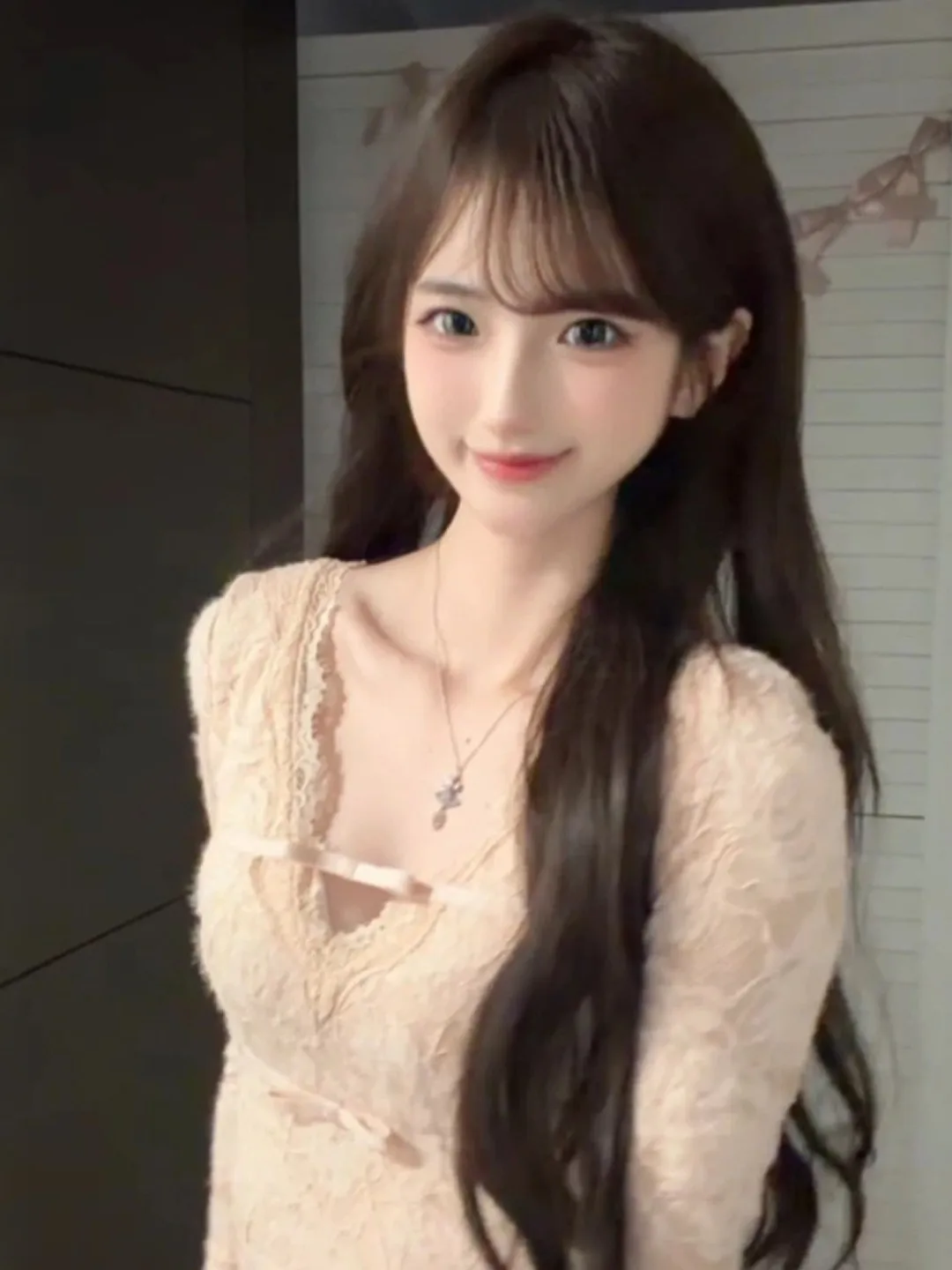 

Ele V-ne Lace irt Slim Fit Waist-cinching Gentle Sle Spring 2026 New ular Women's Faion Top Knot Lon...