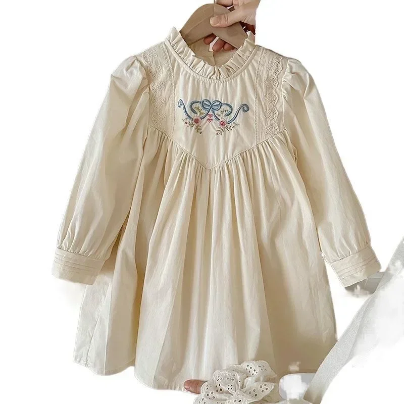 

Korean Style Baby Girl Dress Cotton Puff Sleeve Girls Princess Dress Vintage Todder Kid Clothes Children Dresses