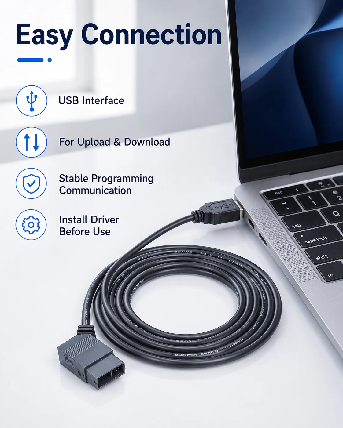 USB to PLC Programming Cable 6ED1057-1AA01-0BA0 for Siemens LOGO! Series 12V Stable Communication Download Lead