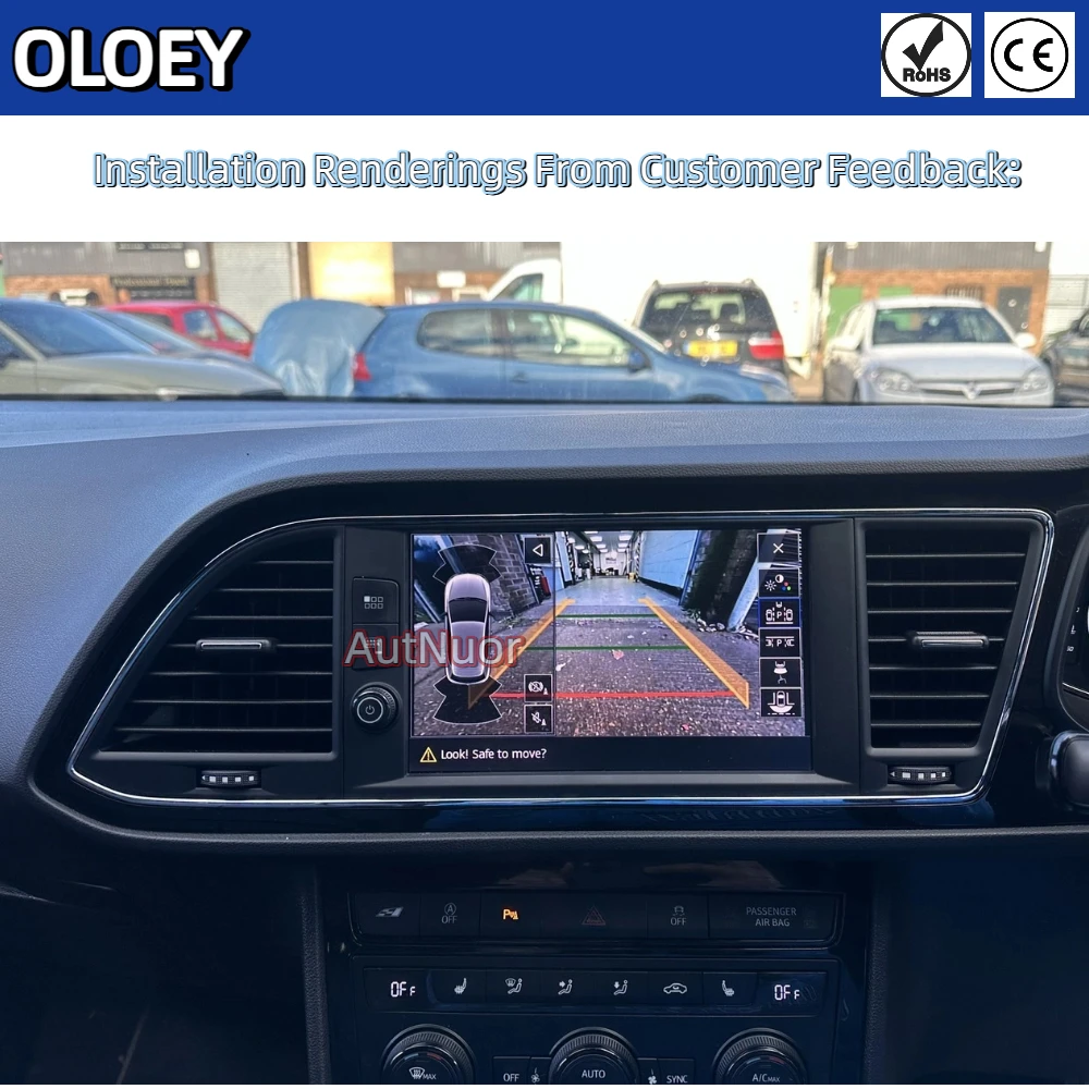 Do Seat Leon MK3 5F FR LE 2013 ~ 2020 Oryginalny Ekran Ulepszony z Dynamicznymi Liniami Pomocniczymi, Klamka Klapy Bagażnika z Kamerą Cofania — zdjęcie 4