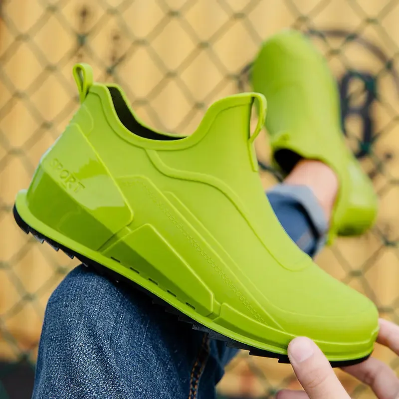 

Korean Style Young Low-Top Male Shoes Summer Green Adult High Quality On Offer Teenagers Galoshes for City 2025 Men's Rain Boots