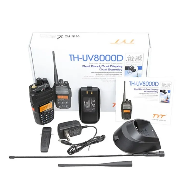 

TYT TH-UV8000D Walkie Talkie Dual Band VHF UHF 10W 10KM FM Transceiver Amateur Radio 3600mAh Cross-Band Repeater Function Radio