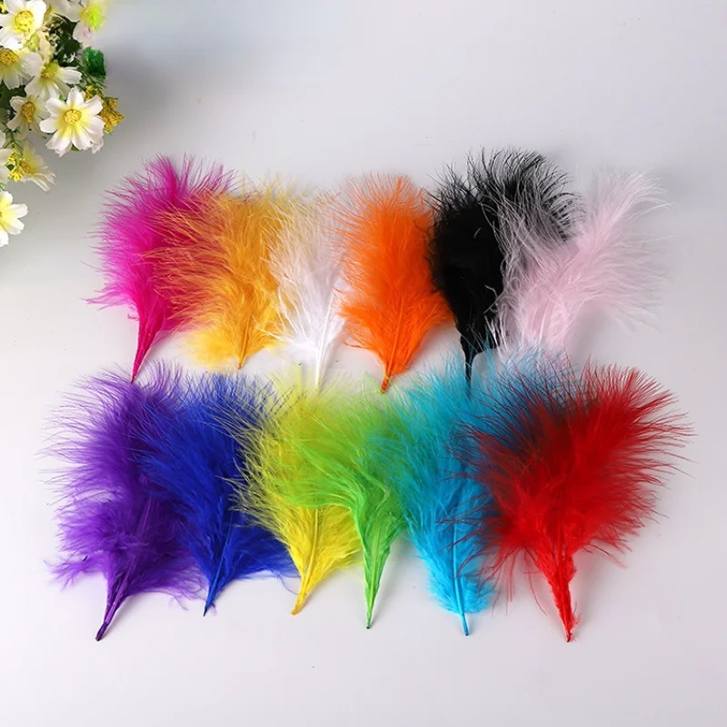 50pcs/pack Colorful Full Down Feathers Floating Soft Fur DIY Turkey Feathers Vases Plumes Party Dresses Feather Coats Sewing Top