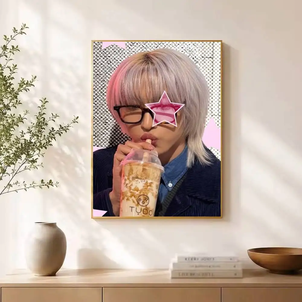 Popular Boy Band A-ATEEZ Seonghwa  Poster Waterproof Wall Art Sticker For Bar Living Room Vintage Decor High Quality Print Gift