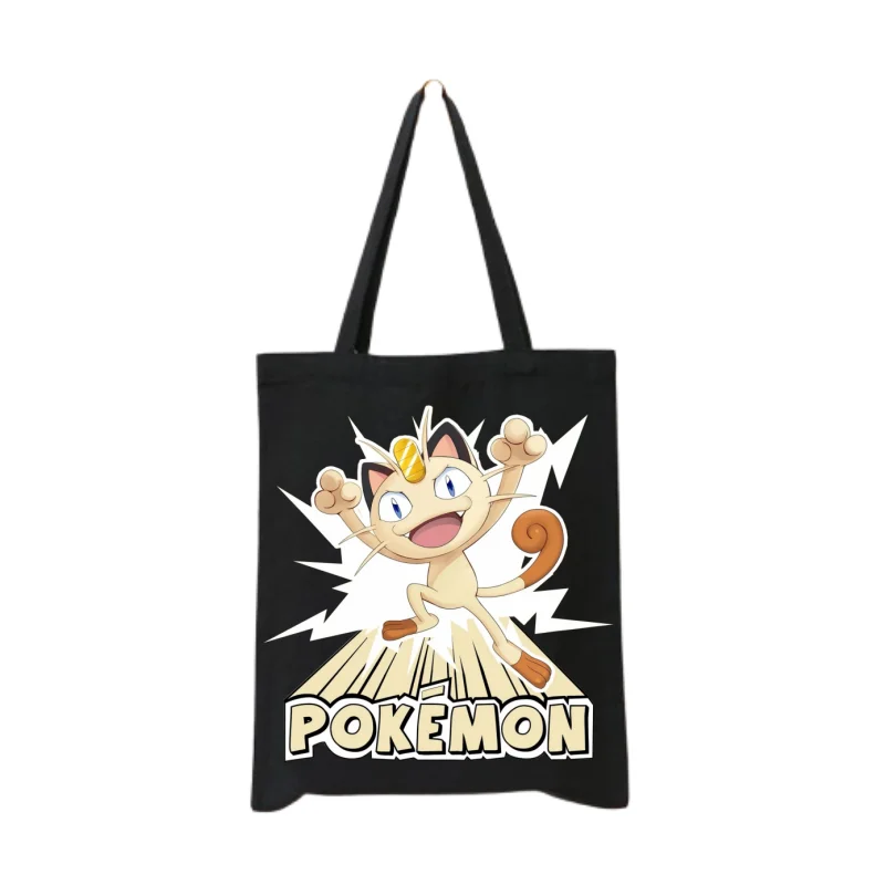 Anime Pokemon Canvas Bags Cute Cartoon Figures Print Shoulder Bag Large Capacity Leisure Fashion Portable Shopping Bag Tote Bag view 6