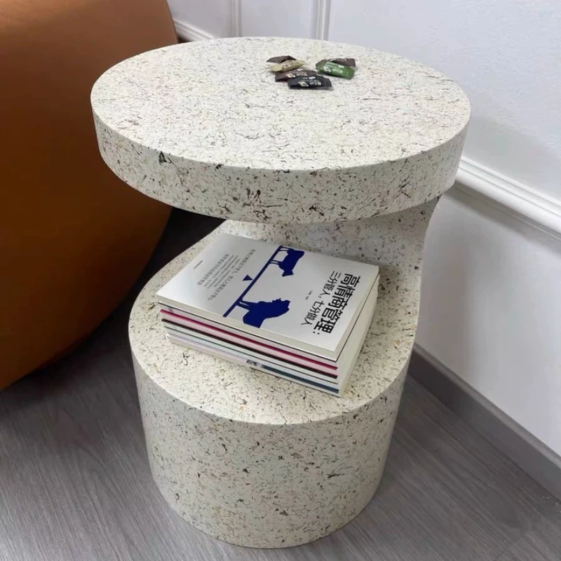 Cream Style Iron Side Table Thickened Sturdy Accent Table for Living Room Bedroom Creative Nightstand Multi Functional Furniture