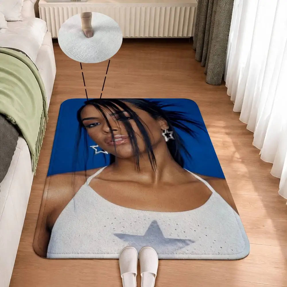 RIP A-Aaliyah Queen of Urban Pop Short Plush Non-Slip Floor Mat, Easy to Clean, for Bathroom Door & Bedroom Door