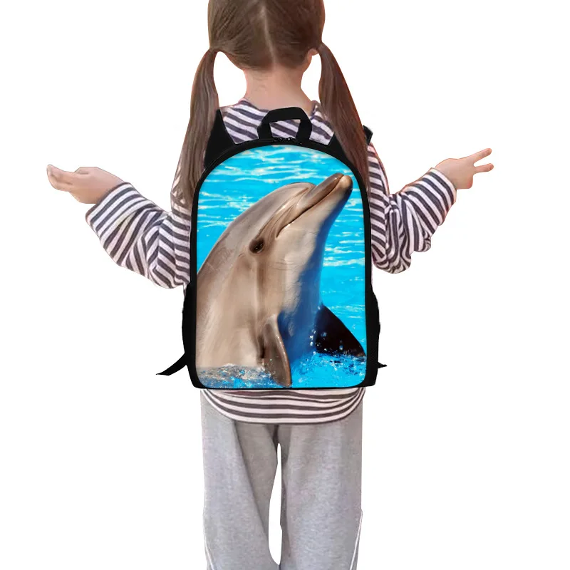 Trendy Popular Novelty dolphin 3D Print 3pcs/Set Student School Bags Laptop Daypack Backpack Crossbody Lunch bag Pencil Case