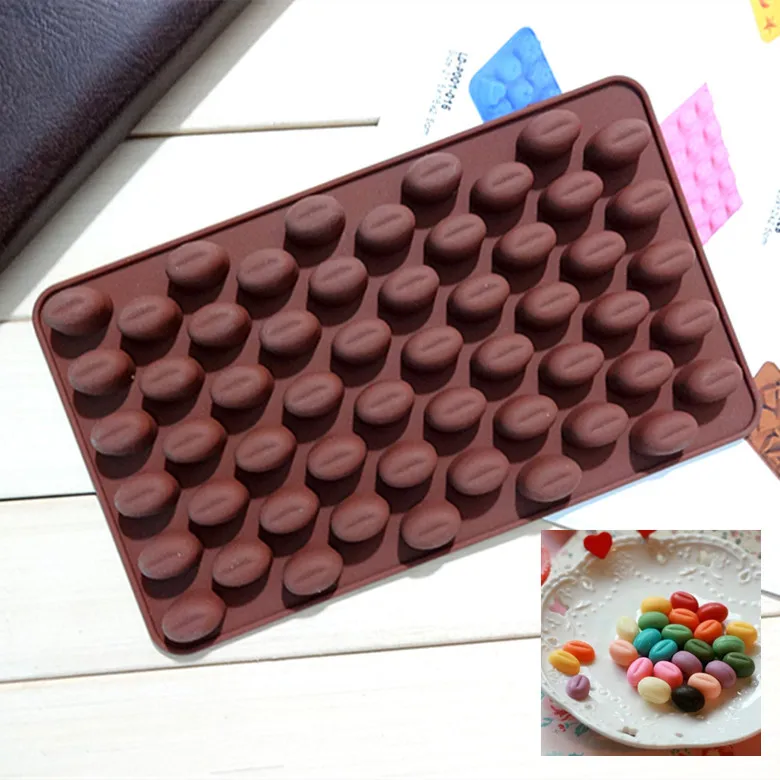 200pcs Silicone 55 Cavity Mini Coffee Beans Chocolate Sugar Candy Mold Mould Cake Decorating Tools Baking Fondant Mold