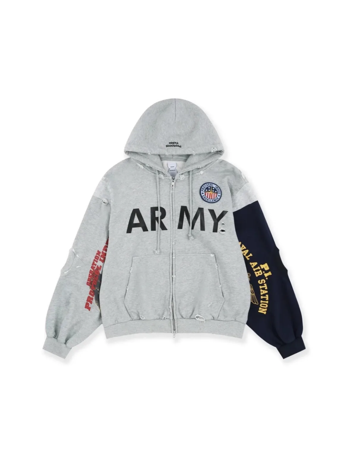 جديد فاخر الجيش Y مشروع بروتوكول مؤشر البلوز هوديس هودي قمصان سويت شيرت بقلنسوة المخملية القطن دريك سميكة الصوف الشارع # E130 #1