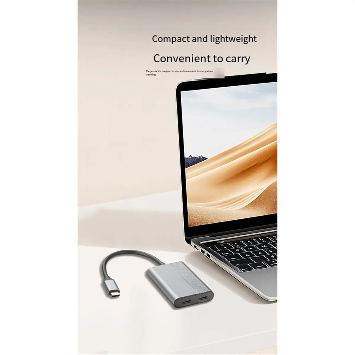 ABAN AR Smart Glasses USB C Hub,2-Port USB-C Hub with DP Alt Mode Output 4K@60Hz,100W PD Fast Charging for Switch ,