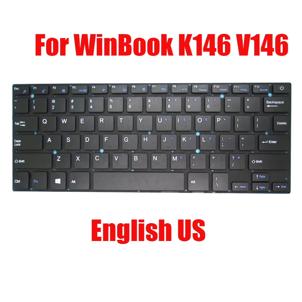 استبدال لوحة مفاتيح الكمبيوتر المحمول ، أسود بدون إطار ، Winbook K146 ، V146 ، جديد ، الإنجليزية ، لنا