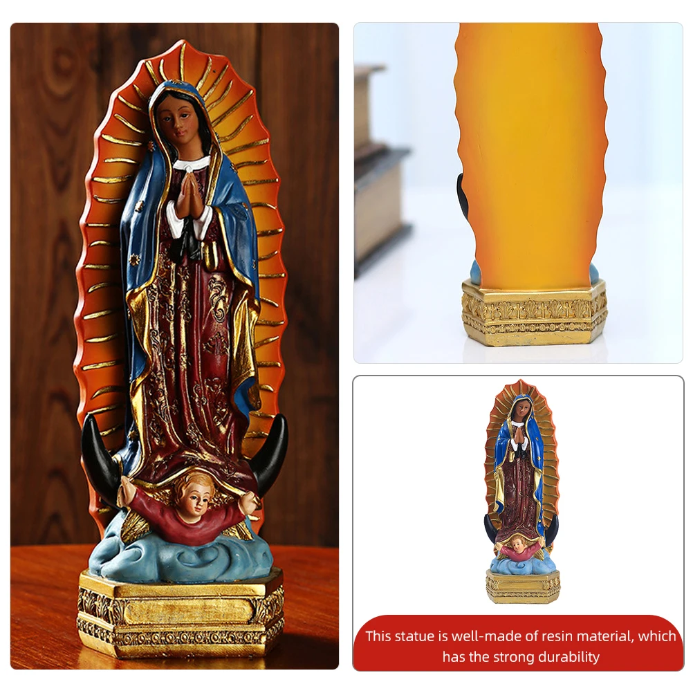 Jungfrau Maria Statue Harz 6,3 Zoll feine Handwerkskunst religiöse Dekoration für Schreibtisch Regal Kirche Katholizismus Schmuck