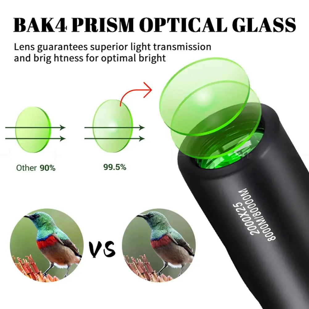 2000x25 HD Monocular Telescope Mini Portable Mobile Phone Telescope with Holder Outdoor Camping Hunting Birdwatching Telescopes