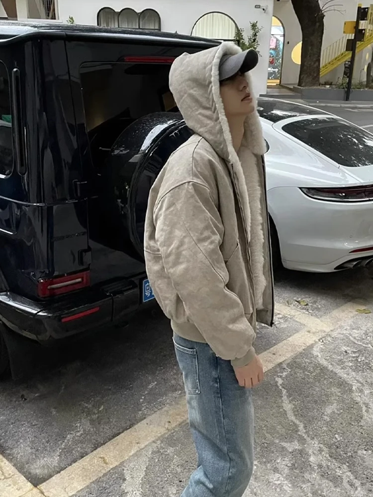 Flyoff Marble Eagle Herren-Wintermantel, wasserdicht, mit Pelz gefüttert, verdicktes Segeltuch, Baumwolle, Jaet, Kapuze, Reißverschluss