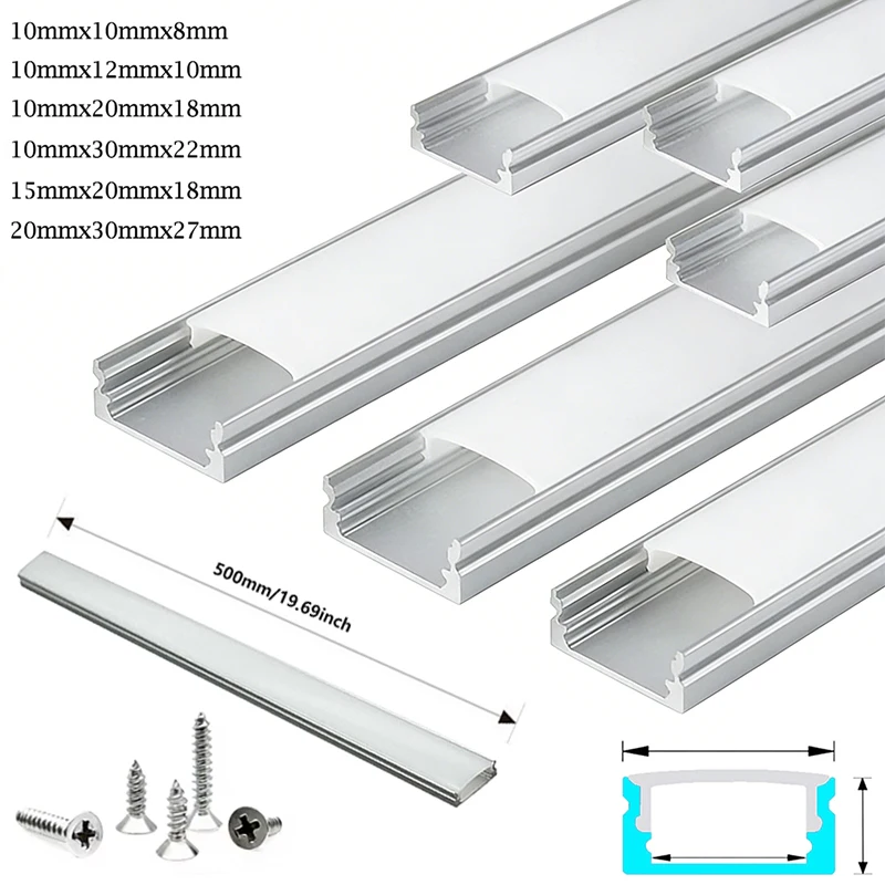 1/2/3/5Pcs/lot LED Aluminum Profile 8/10/18/22/27mm U Shape Corner for LED Strip Bar Lamp Channel Holder White Cover