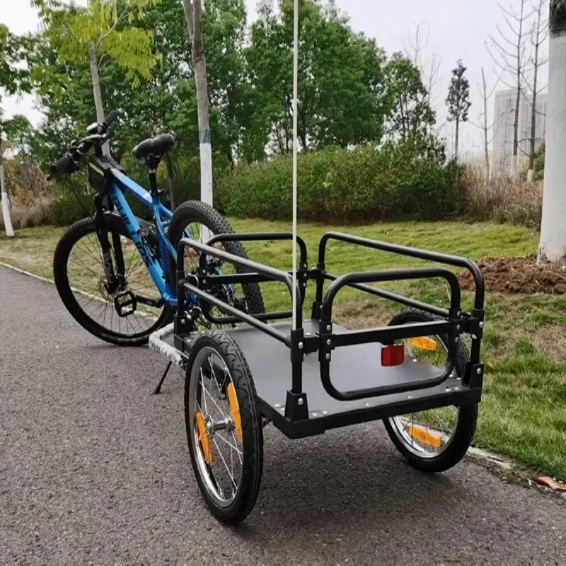 Outdoor Bike Trailer Shock Absorption Carry Goods Iron Material High Load-bearing Capacity Bicycle Trailer Bicycle Accessories
