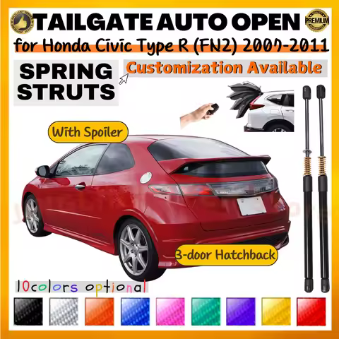 Qty(2) Trunk Struts with Spring for Honda Civic Type R (FN2) 2007-2011 Hatchback With Spoiler Rear Tailgate Lift Supports Shocks